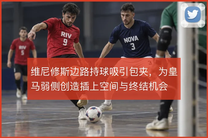 维尼修斯边路持球吸引包夹，为皇马弱侧创造插上空间与终结机会